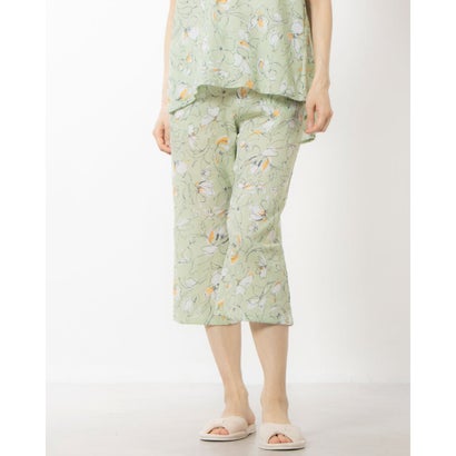 リラフェス リラFes 綿100%クレープ吸水速乾 バック切替え7分丈ボトム (ミントグリーン)