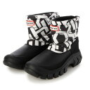 ハンター HUNTER WOMENS INTREPID SHORT H-PRINT SNOW BOOT (BK/WHT)