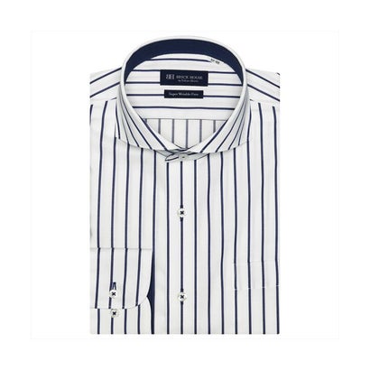 トーキョーシャツ TOKYO SHIRTS 【超形態安定・大きいサイズ】 ノーアイロン ホリゾンタルワイドカラー 長袖 ワイシャツ (ブルー)