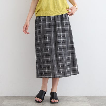 インディヴィ INDIVI 【洗える／SETUP可能／超軽量】チェック柄Iラインスカート （ブラック(119)）