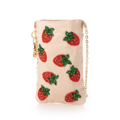 カンカン KANKAN ビーズ刺繍フォンポシェット （いちご）