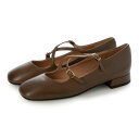 インターショシュール INTER-CHAUSSURES スクエアトウクロスストラップパンプス (ブラウン)