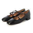 インターショシュール INTER-CHAUSSURES スクエアトウクロスストラップパンプス (ブラック)