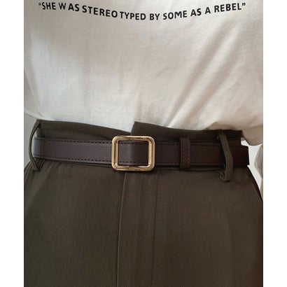 フロージュ florge 【無段階調節】スクエアバックルPUレザーノンホールベルト （モカ/GD）