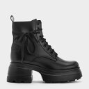レースアップ チャンキーアンクルブーツ(Black)