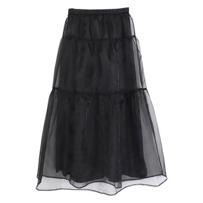 LOCOMALL（ロコンド公式ストア）の【低身長向け】オーガンジーティアードスカート （ブラック）｜アングル2