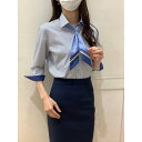 トーキョーシャツ TOKYO SHIRTS 形態安定 ワイド衿 七分袖 レディースシャツ (ブルー)