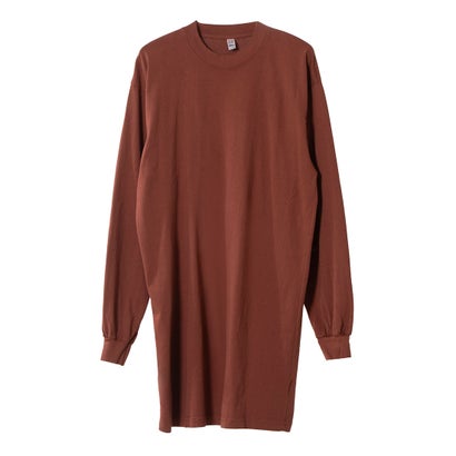 ロサンゼルスアパレル LOS ANGELES APPAREL LONG SLEEVE GARMENT DYE MOCKNECK DRESS (BURNT ORANGE)