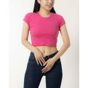 ロサンゼルスアパレル LOS ANGELES APPAREL CAP SLEEVE BABY RIB CROP TOP (FUCHSIA)