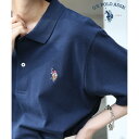 ユーエスポロアッスン U.S. POLO ASSN. ワンポイント ロゴ ポロシャツ Tシャツ 半袖 ゆったり ユニセックス ゴルフ カットソー (NVY3)