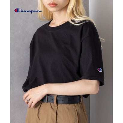 チャンピオン Champion 5.2オンス トップス Tシャツ 半袖 ワンポイント 無地 刺繍 コットン100% クルーネック シンプル T425 (BLK)