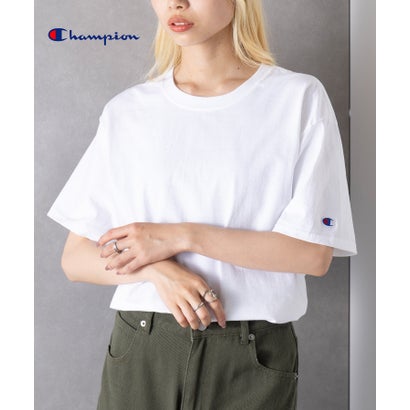 チャンピオン Champion 5.2オンス トップス Tシャツ 半袖 ワンポイント 無地 刺繍 コットン100% クルーネック シンプル T425 (WHT)