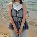 ジュノア JUNOAH リボンチュールキャミビスチェ (ダークグレー)