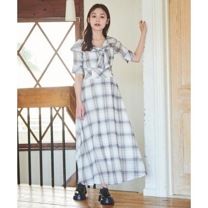 トランテアン ソン ドゥ モード 31 Sons de mode オフショル風シアーチェックワンピース (クリーム)