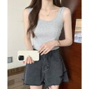 ミニミニストア miniministore カップ付きタンクトップ ショート丈 夏服 (ライトグレー)