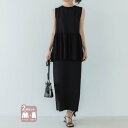 コカ coca ペプラムニットセットアップワンピース (Black)