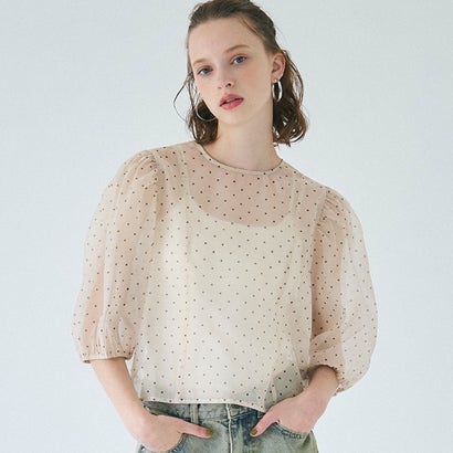 コカ coca シアードットバックオープンブラウス (Lt.beige)