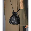 【SETUP7】SPECIAL PU DRAWSTRINGS BAG 巾着バッグ スマホショルダー ショルダーバッグ (BLK)