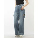 ソルレム solleim ハイウエストカッティングデニムワイドパンツ (ブルー)