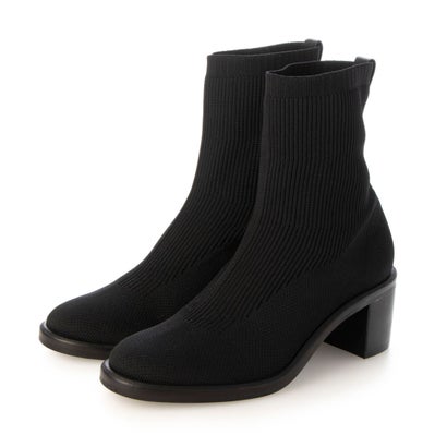 カラーノ CARRANO チャンキーヒールニットショートブーツ （ブラック雑材）
