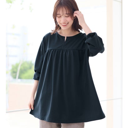 ヴィオラ エ ヴィオラ Viola e Viola なめらかポンチ キーネックチュニック (ネイビー)