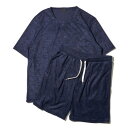 アドポーション ADPOSION ソフトパイル ルームウェア 半袖Tシャツ&ハーフパンツ (ネイビー)