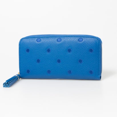 <ロングセラー>ペルケ perche 牛革ドット刺繍ラウンド長財布 (BL) <ロングセラー>ペルケ perche 牛革ドット刺繍ラウンド長財布 (BL)