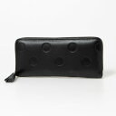 <ロングセラー>ペルケ perche ドット型押し・ジャバラカード長財布 (BK)(4)