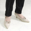 リバティードール LiBERTYDOLL センターシームダブルリボンVカットパンプス / 1194 (ベージュピーユー)