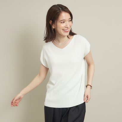 イッツデモ ITS'DEMO 【通勤／冷感／肌触りさらり】Vネックフレンチスリーブニット （オフホワイト(003)）のサムネイル