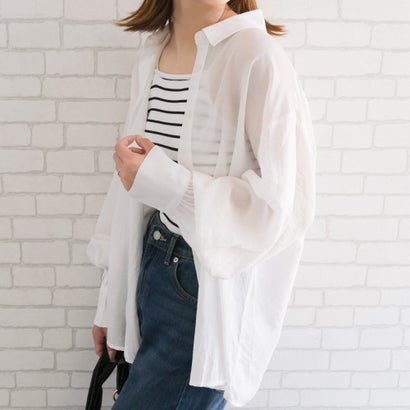 アクアガレージ aquagarage 丈が選べるシアーシャツ 春 夏 秋 （ホワイト）のサムネイル