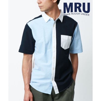 エムアールユー MRU 別注 オックス 無地 切替 半袖 レギュラーカラーシャツ (ブルー系その他)