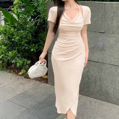 ゾエ ジェンコ Zoe Jenko フロントギャザーカシュクールワンピース 10345 （アイボリー）