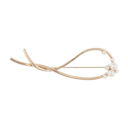 カンカン KANKAN メタルパールデザインブローチ (ゴールド)