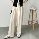 ジーラ GeeRA 上品見え!ハイウエストダブルタックワイドパンツ(アイボリー)