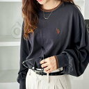 ジーラ GeeRA 【U.S. POLO ASSN.】配色ラインロンT (ダークグレー)