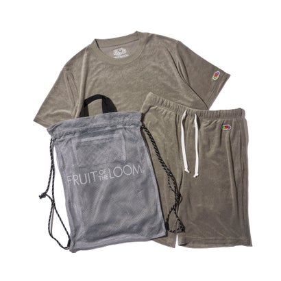 フルーツオブザルーム FRUIT OF THE LOOM パイルルームウェア / 収納バッグ付き (グレー)