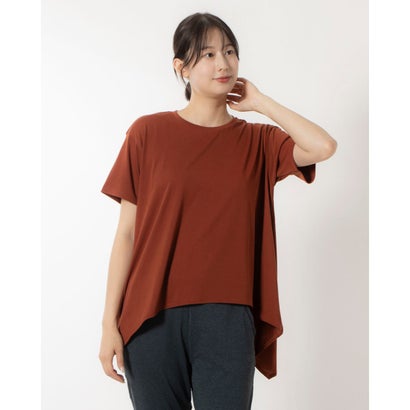 ダンスキン DANSKIN レディース フィットネス 半袖Tシャツ ASYMMETRY FLARE TEE_アシンメトリーフレアティー DC724105 （ラストレッド）