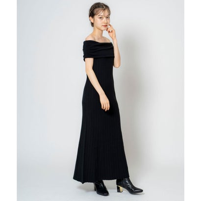 ノエラ Noela バーサカラーニットワンピース （ブラック）