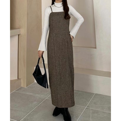 カラウティア callautia callautia ツイードIラインキャミワンピース （ライトブラウン）