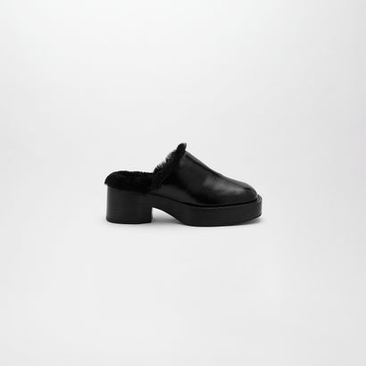 VIVLOS LEATHER MULES （Fur Black）