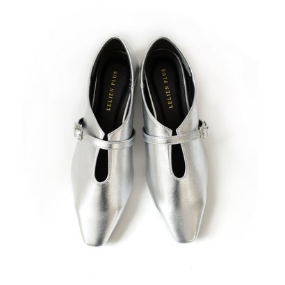 [アミアミ] パンプス ソフトスクエア パンプス ローヒール バブーシュ レディース 2WAY さっと履ける 履きやすい 靴 黒 SY409 （シルバー）のサムネイル