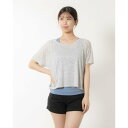 ティゴラ TIGORA レディース フィットネス 半袖Tシャツ フィットネス ブラタンクトップセットシアーTシャツ TR-3F2834TS (ライトグレー*BL...