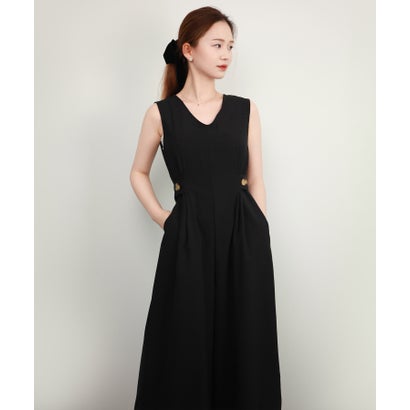 ドレスプラス DRESS+ サイドボタン オールインワン サロペット (ブラック)