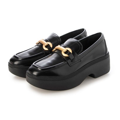 フィットフロップ fitflop F-LUMA CHUNKY-SNAFFLE BOX-LEATHER D/WEDGE LOAFERS （Black）