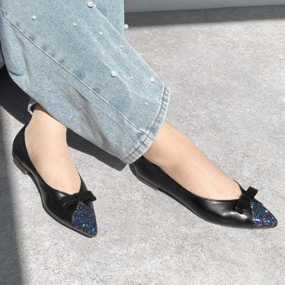 マミアン mamian グリッタートゥリボンフラットシューズ／m17043 （ブラック/C）