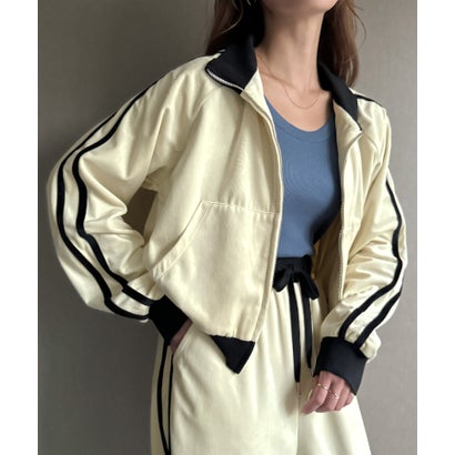 ジュノア JUNOAH トラックジャケット+リボンパンツ セットアップ (ライトベージュ)