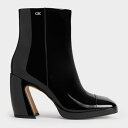 Jyll ジル レザースカルプチュアヒールアンクルブーツ(Black Patent)