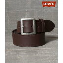 リーバイス LEVI'S 別注35mm幅 シルバーバックル 本革 ベルト レザーベルト メンズ カジュアル ジーンズ ボトムス パンツ (ダークブラウン)