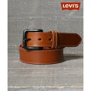 リーバイス LEVI'S 別注35mm幅 ブラックバックル 本革 レザーベルト メンズ カジュアル ジーンズ パンツ ボトムス (ブラウン)